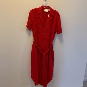 Anthropologie Maeve red button down dress